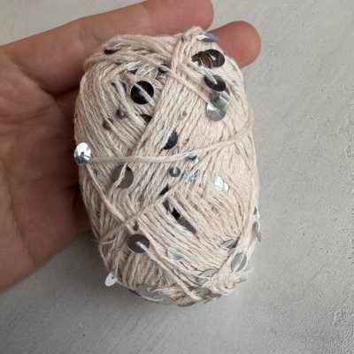 Королевские крафтовые пайетки (Кремовый с серебром)