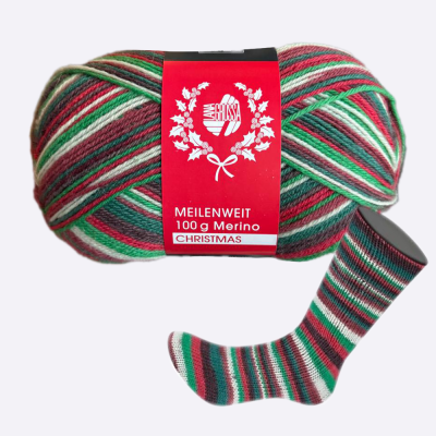 Пряжа Lana Grossa 4-х нитка Meilenweit 100 Merino Christmas (6799)