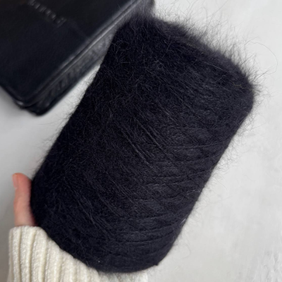 Бобина ангора 90 BELANGOR FRANCE (90% ангора, 10% ПА), 650 м. (Черный, Black)