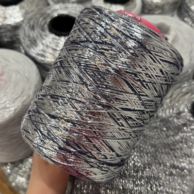 Бобина Silver Star ПОТАЛЬ (40% лен, 40% вискоза, 20% люрекс), 620 м. (8032, Серебряный синий)