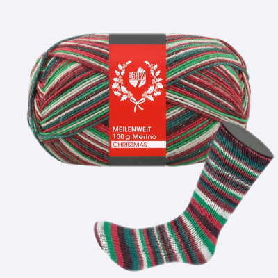 Пряжа Lana Grossa 4-х нитка LUREX Meilenweit 100 Merino Christmas (6803)