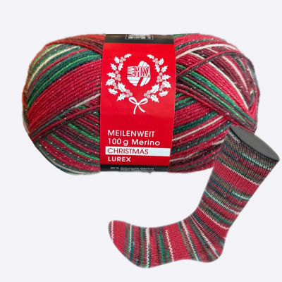 Пряжа Lana Grossa 4-х нитка LUREX Meilenweit 100 Merino Christmas (6805)