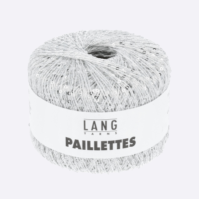 Пряжа Lang Paillettes (39.0001, Белый c серебром)