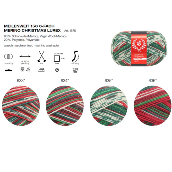 Пряжа Lana Grossa 6-ти нитка LUREX Meilenweit 6-PLY 150 Merino Christmas