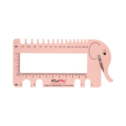 Линейка для измерения размера спиц и плотности вязания с резаком для нити KnitPro Слон