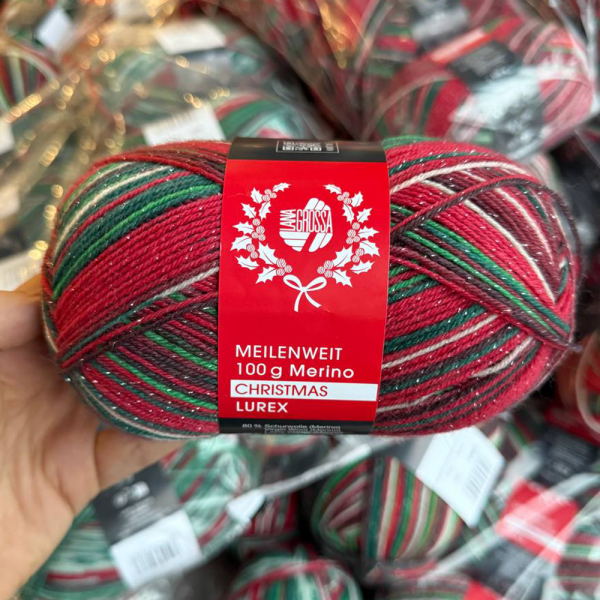 Пряжа Lana Grossa 4-х нитка LUREX Meilenweit 100 Merino Christmas